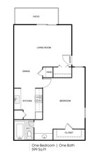 1 bedroom 1 bath 0305A floor plan